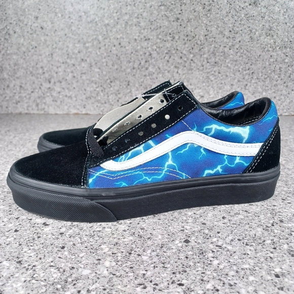 VANS Electric Blue Black Lightning Low Top Sneakers Shoes - Picture 3 of 6